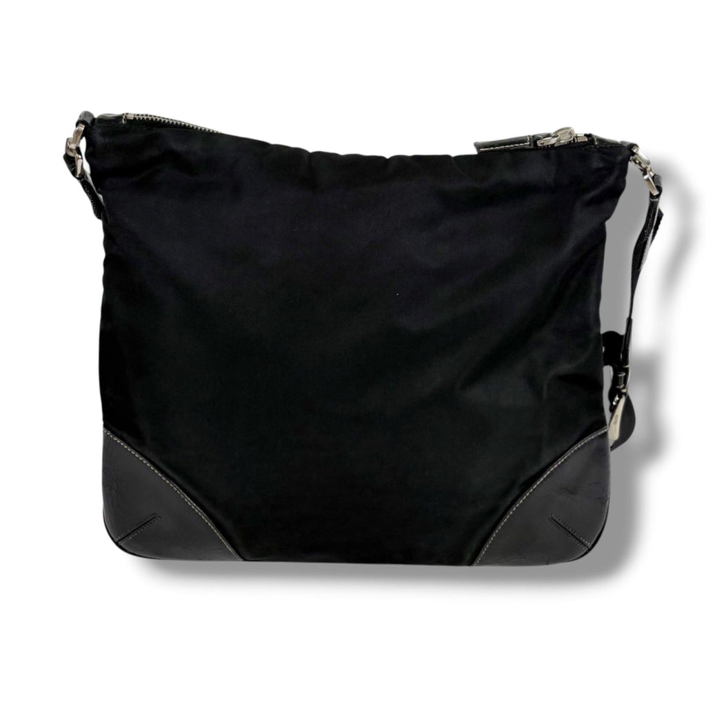 Prada Triangle Logo Shoulder Bag Cross Black Nero Tessuto — view 3