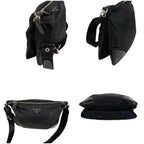Prada Triangle Logo Shoulder Bag Cross Black Nero Tessuto — view 4