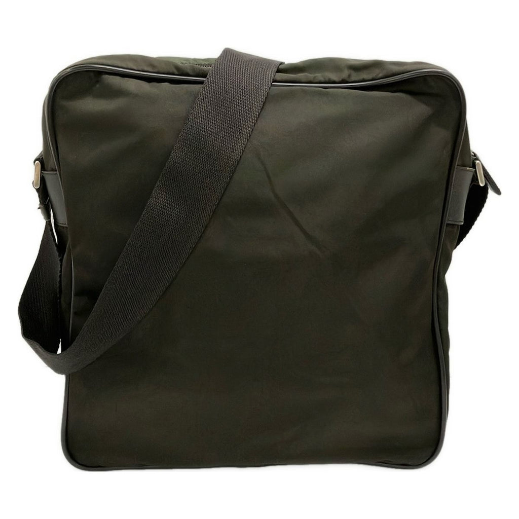 Prada Shoulder Bag Dark Green Black Leather