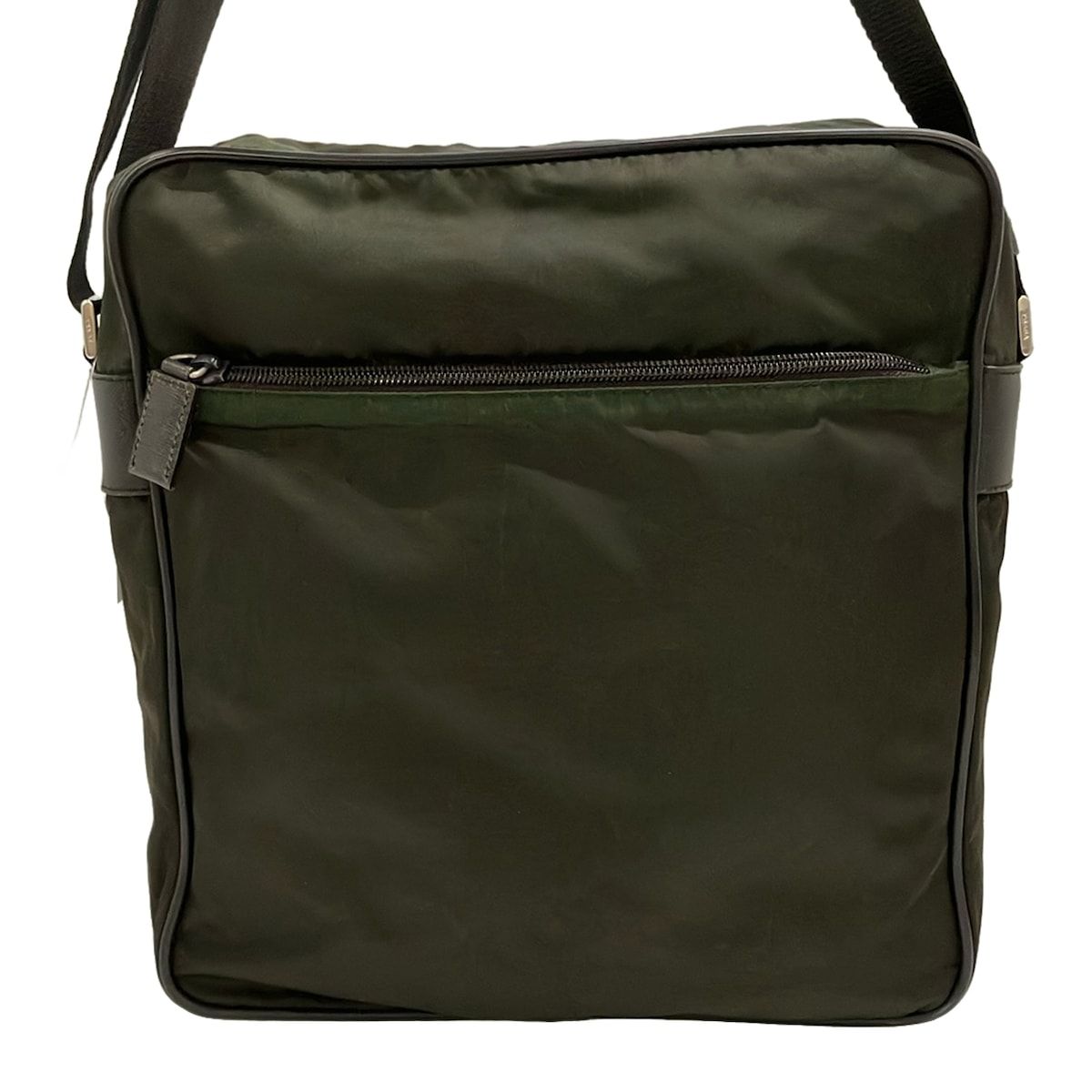 Prada Shoulder Bag Dark Green Black Leather — view 3