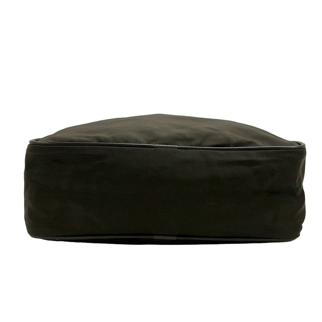 Prada Shoulder Bag Dark Green Black Leather — view 5