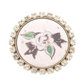 Chanel Camellia Drawing Metal Rhinestone White Brooch