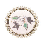 Chanel Camellia Drawing Metal Rhinestone White Brooch