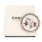Chanel Camellia Drawing Metal Rhinestone White Brooch — view 2
