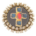 Chanel Cross Motif Metal Rhinestone Black Brooch