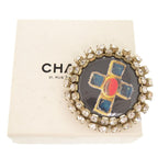 Chanel Cross Motif Metal Rhinestone Black Brooch — view 2