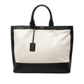 Saint Laurent Logo Sac Shopping Tote Natural Black Canvas Leather