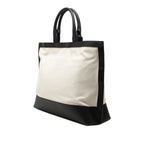 Saint Laurent Logo Sac Shopping Tote Natural Black Canvas Leather — view 2