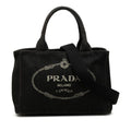 Prada Canapa Mini 2-Way Shoulder Bag Black Canvas