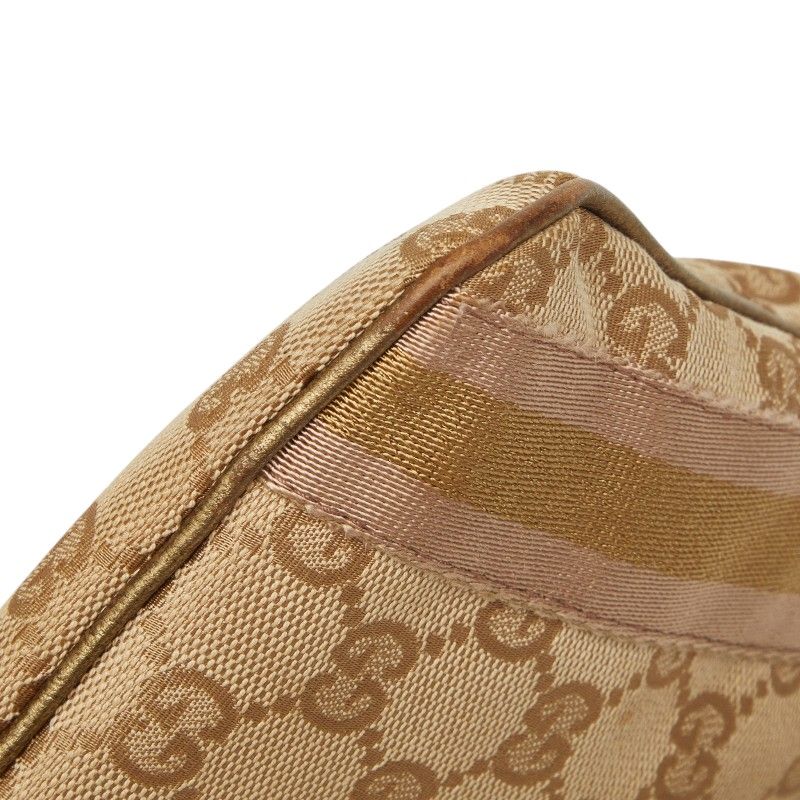 Gucci GG Canvas Sherry Line Crossbody Shoulder Bag Beige Gold Pink — view 4