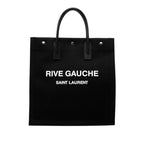 Saint Laurent Rive Gauche Large Tote Black Canvas Leather