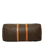 Louis Vuitton Monogram Keepall 55 Boston Bag Brown Leather — view 3