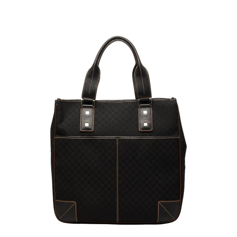 Celine Macadam Handbag Black Canvas Leather