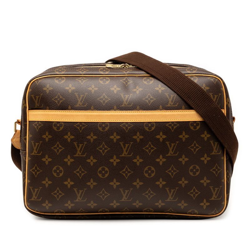 Louis Vuitton Monogram Reporter GM Crossbody Shoulder Bag Brown Leather