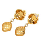 Chanel Quilted Vintage Swing Earrings Gold Plated Rhinestone — view 2