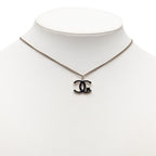 Chanel CC Logo Necklace Silver Black Metal Color Stone — view 6