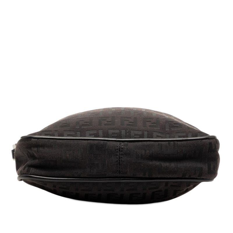 Fendi Zucchino Crossbody Shoulder Bag Black Canvas Leather — view 3
