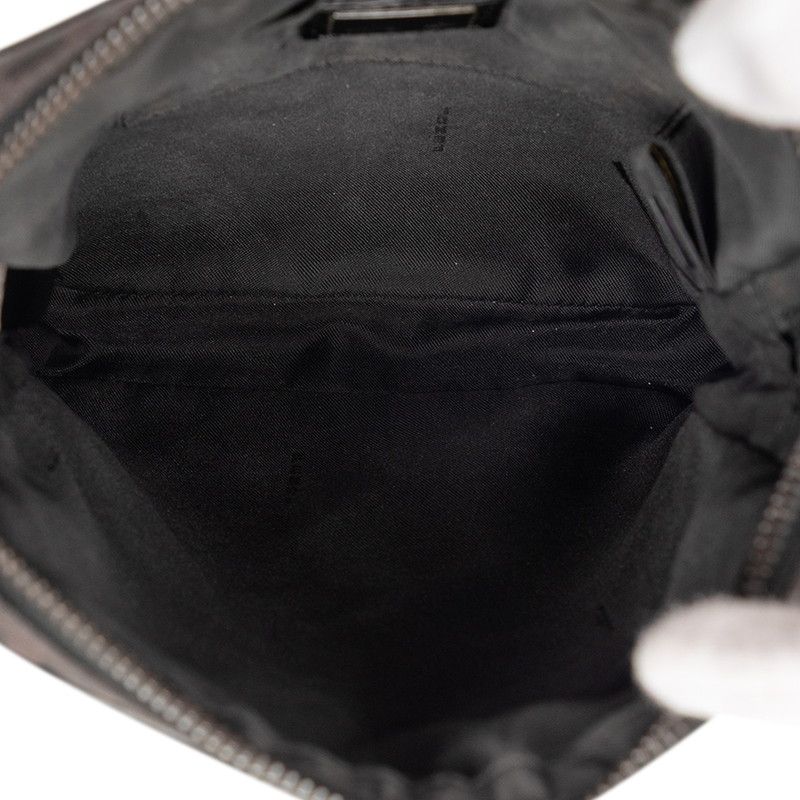 Fendi Zucchino Crossbody Shoulder Bag Black Canvas Leather — view 4