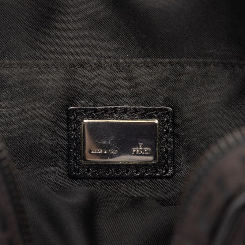Fendi Zucchino Crossbody Shoulder Bag Black Canvas Leather — view 5