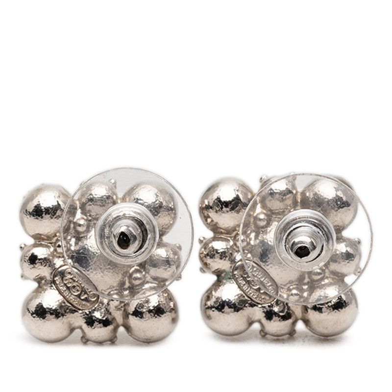 Chanel CC Logo Earrings Silver Rhinestone Plated — view 2