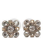Chanel CC Logo Earrings Silver Rhinestone Plated
