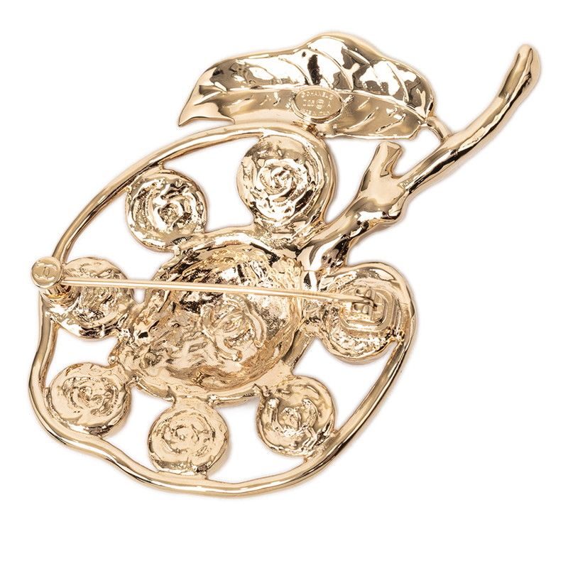 Chanel CC Logo Visual Fruit Motif Brooch Light Purple Gold Plated Rhinestone — view 2