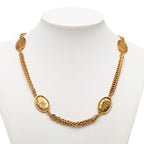 Chanel CC Logo Crown Chain Necklace Gold Plated