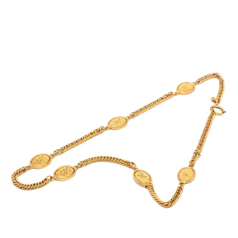 Chanel CC Logo Crown Chain Necklace Gold Plated — view 2
