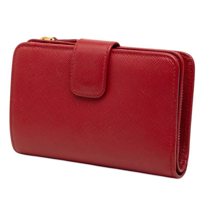 Prada Logo Bifold Wallet Red Saffiano Leather — view 2
