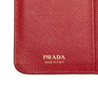 Prada Logo Bifold Wallet Red Saffiano Leather — view 6