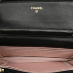 Chanel CC Logo Micro Quilted Chain Wallet Shoulder Bag Black Lambskin — view 4