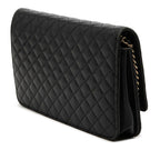 Chanel CC Logo Micro Quilted Chain Wallet Shoulder Bag Black Lambskin — view 2