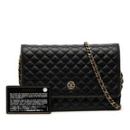 Chanel CC Logo Micro Quilted Chain Wallet Shoulder Bag Black Lambskin — view 7