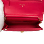 Chanel 2.55 CC Logo Quilted Chain Wallet Shoulder Bag Red Caviar Leather — view 4