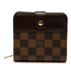 Louis Vuitton Damier Compact Zip Bifold Wallet Ebene Brown Leather
