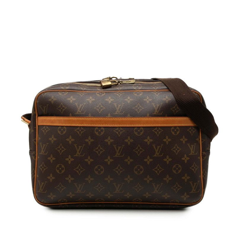 Louis Vuitton Monogram Reporter GM Crossbody Shoulder Bag Brown Leather