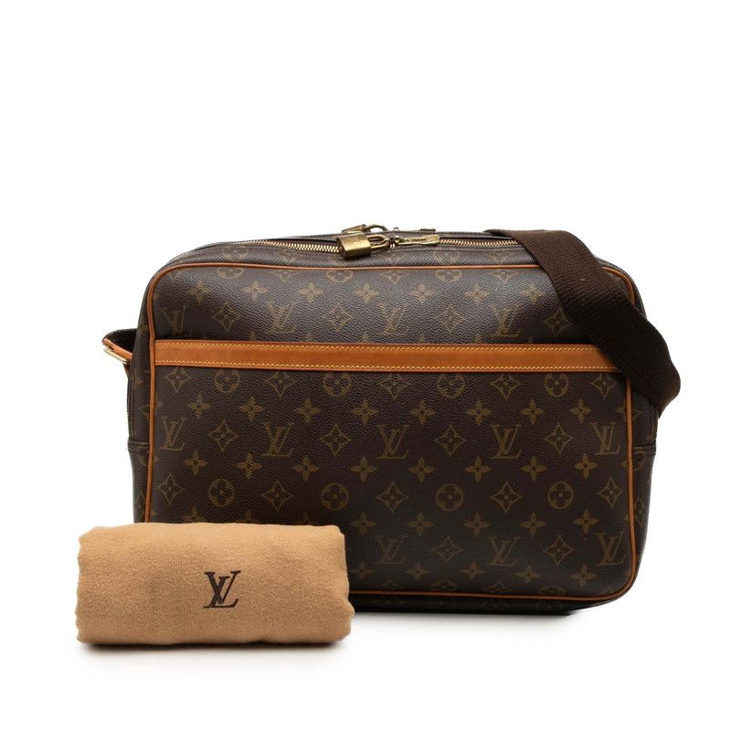 Louis Vuitton Monogram Reporter GM Crossbody Shoulder Bag Brown Leather — view 7