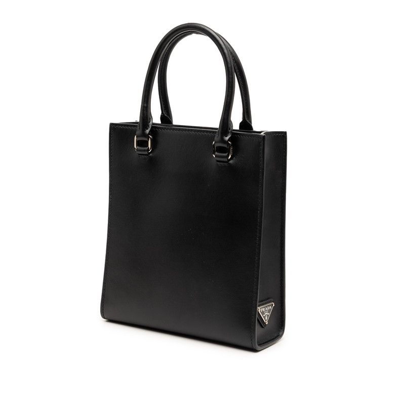 Prada Triangle Logo Mini 2-Way Shoulder Bag Black Leather — view 2