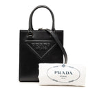 Prada Triangle Logo Mini 2-Way Shoulder Bag Black Leather — view 6