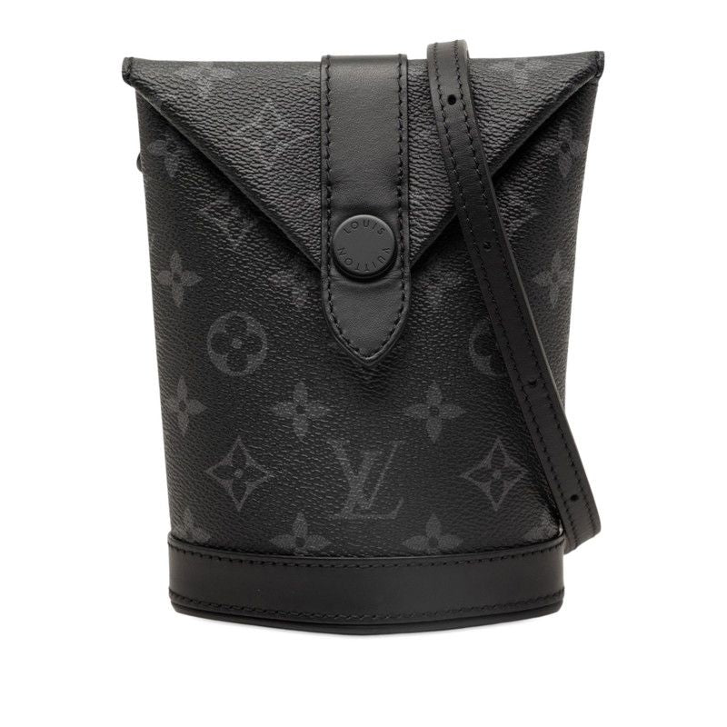 Louis Vuitton Monogram Eclipse Envelope Pouch Shoulder Bag Black Gray Leather