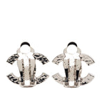 Chanel CC Logo Earrings Silver Metal Faux Pearl — view 2