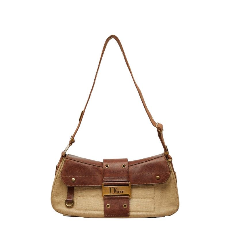 Dior Street Chic Shoulder Bag Beige Brown Leather