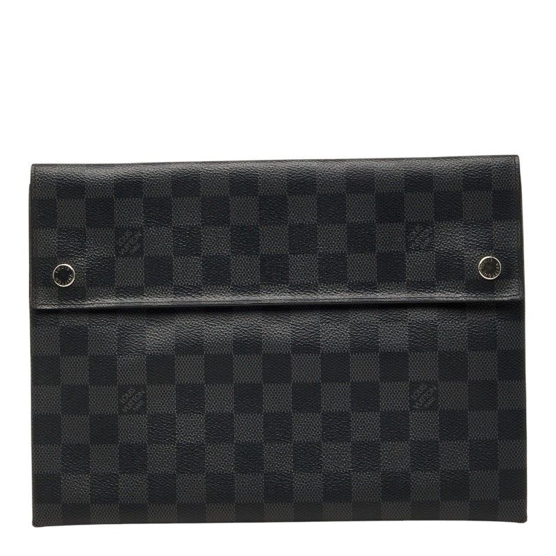 Louis Vuitton Damier Graphite Alpha Triple Pouch Set of 3 Clutch Black Leather — view 2