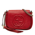 Gucci Soho Interlocking Chain Shoulder Bag Red Leather