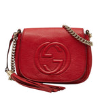 Gucci Soho Interlocking Chain Shoulder Bag Red Leather