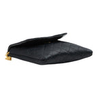 Chanel CC Logo Mini Quilted Chain Shoulder Bag Pouch Black Satin Leather — view 5