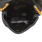 Chanel CC Logo Mini Quilted Chain Shoulder Bag Pouch Black Satin Leather — view 6
