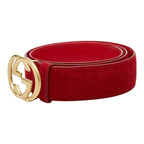 Gucci Interlocking 01 13 Red Suede Leather 1- Belt — view 2