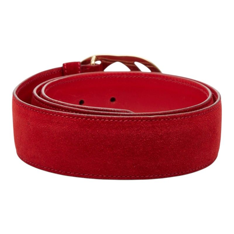 Gucci Interlocking 01 13 Red Suede Leather 1- Belt — view 3