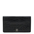 Chanel CC Logo Camellia Wallet Black Lambskin